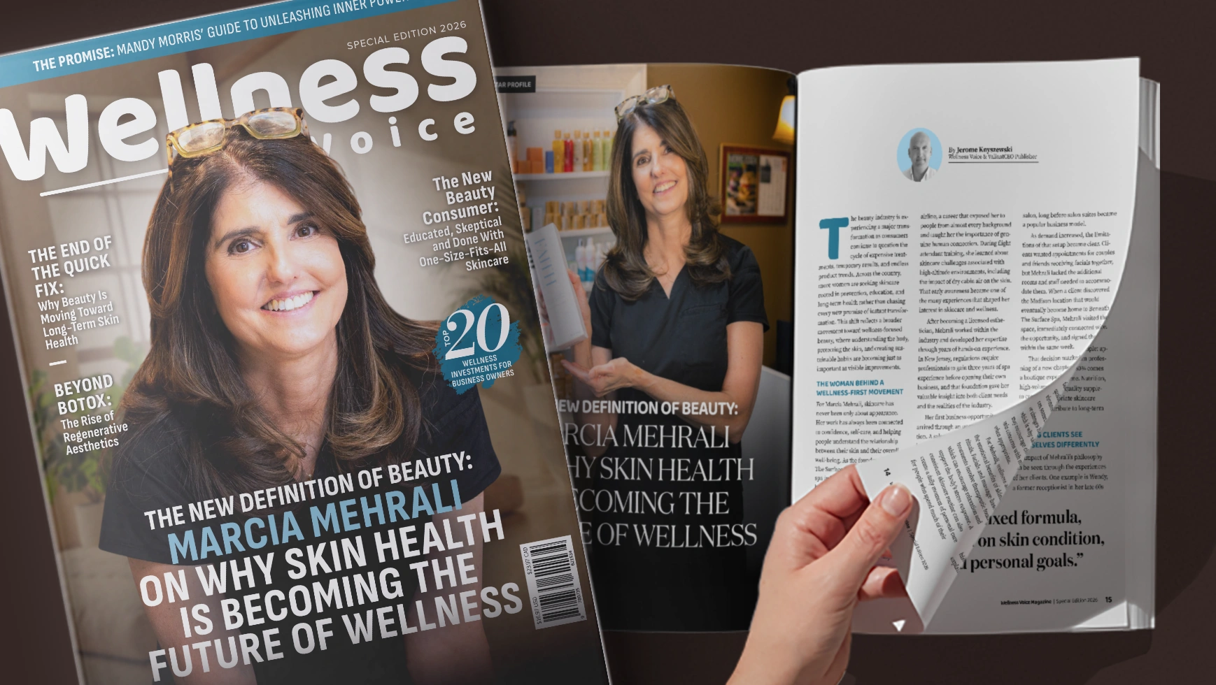 Marcia Mehrali of Beneath the Surface Spa featured in Wellness Voice Magazine